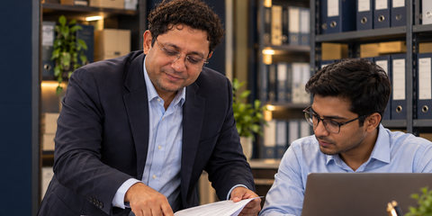 Auditors reviewing records and working papers
